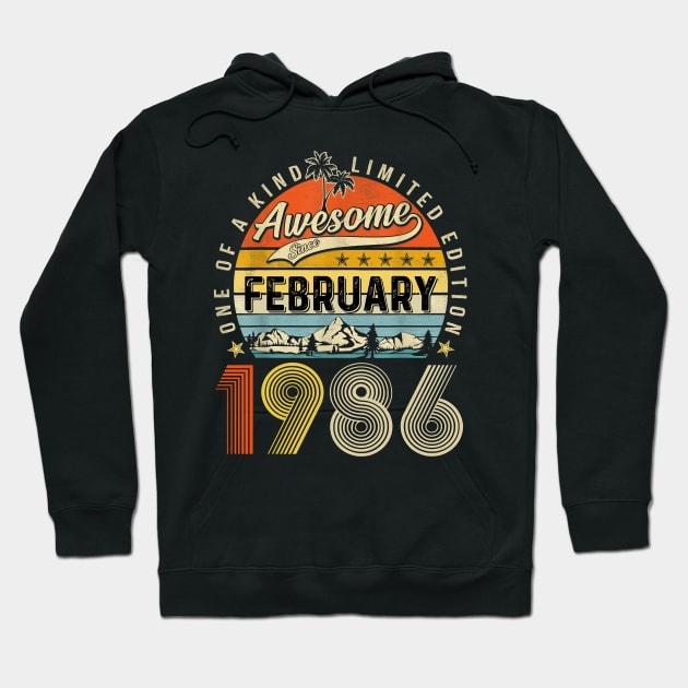 Awesome Since February 1986 Vintage 37th Birthday Hoodie by Red and Black Floral